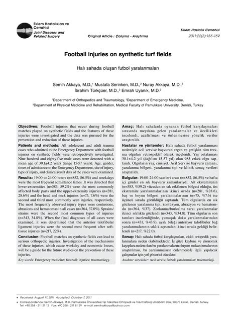 (PDF) Football injuries on synthetic turf fields