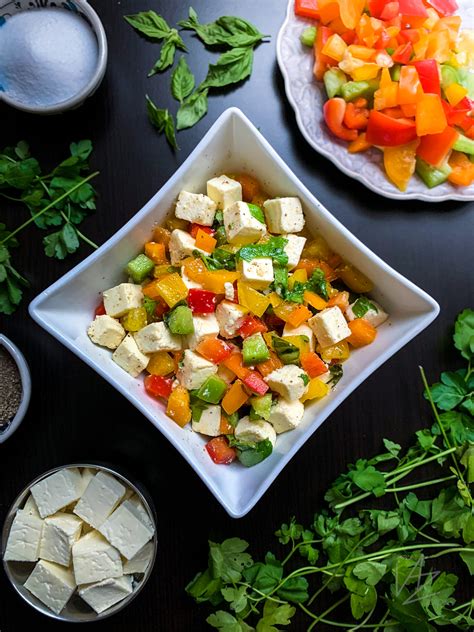 Paneer (Cottage Cheese) & Bell Peppers Salad - Tasty Spicy Delish