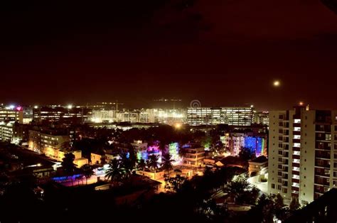 Night city view of Bangalore, Karnataka, India stock image | Night city, City view, Bangalore