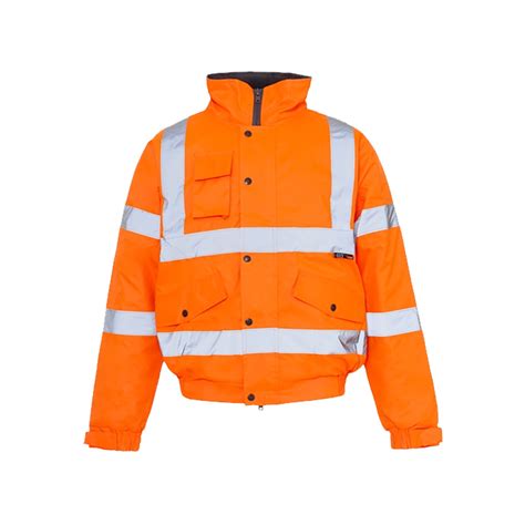 Hi Vis Orange Waterproof Padded Bomber Jacket (HV1115) - Spartan Safety