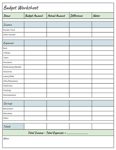 Easy printable budget worksheet - dastxy