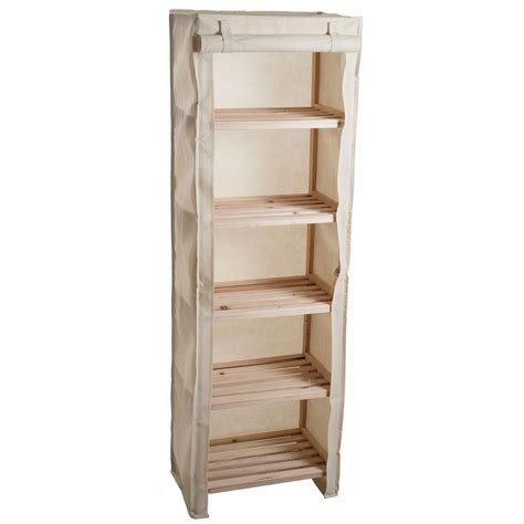 Lavish Home 5-Tier Wooden Shelving Unit with Removable Cover-W020026 - The Home Depot