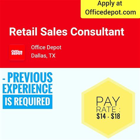 Office depot Sales Consultant position is available Like & Share or tag ...