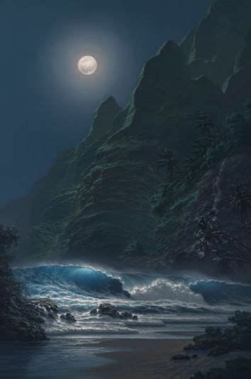 Moon Over Ocean Painting at PaintingValley.com | Explore collection of ...