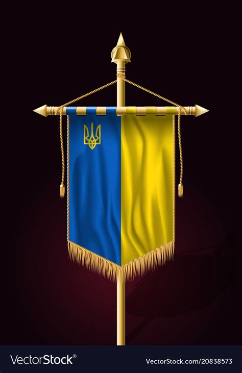 Flag ukraine with trident festive vertical Vector Image