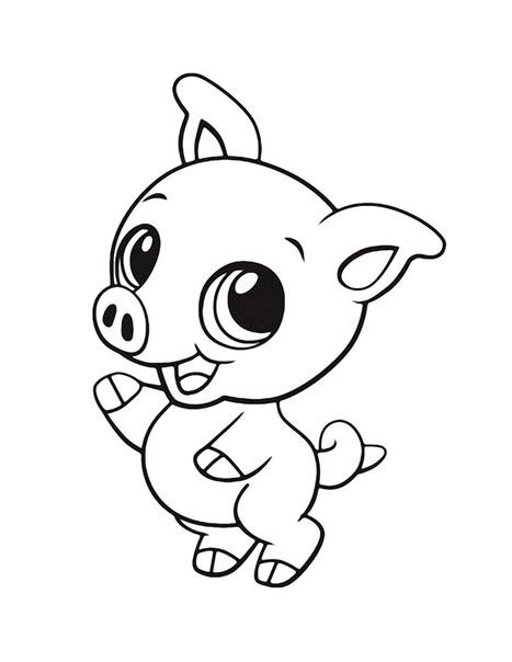 Cheerful animated outline baby pig tattoo design - Tattooimages.biz