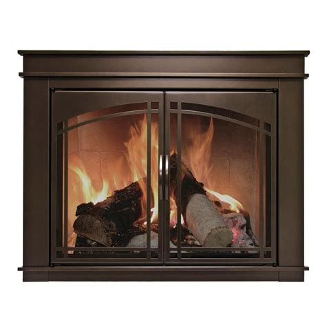 Pleasant Hearth Fenwick Large Glass Fireplace Doors FN-5702 - The Home Depot | Fireplace glass ...