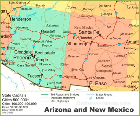 Map of Arizona and New Mexico - Ontheworldmap.com