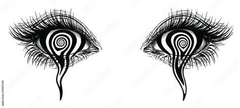 Concept vector illustration of realistic female eyes crying a spiral ...