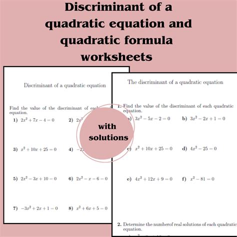 Free the quadratic formula and the discriminant worksheet, Download ...