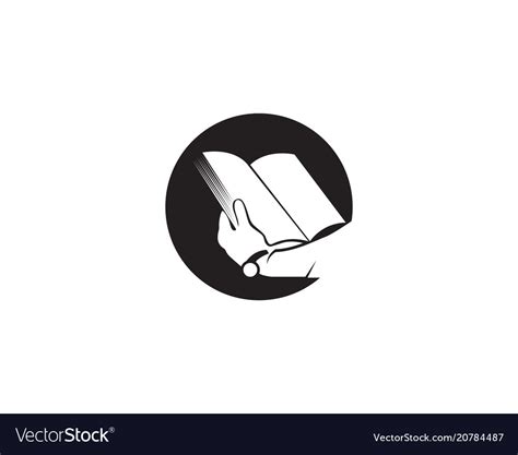 Reading book logo and symbols silhouette black Vector Image