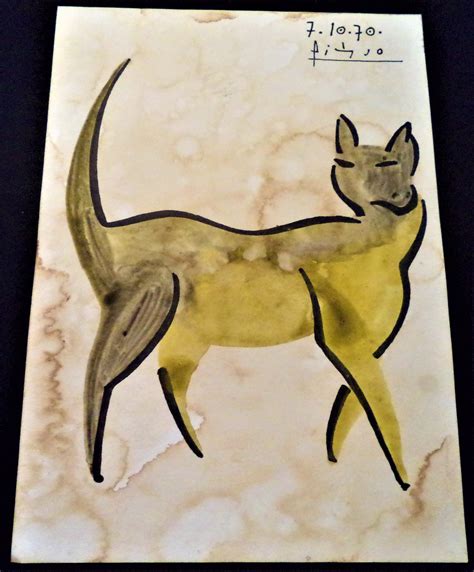 Sold Price: Signed Picasso 7.10.70 Cat Painting On Cardstock - November ...