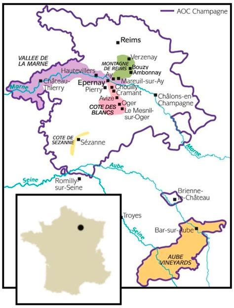 Vineyard areas of Champagne | Wine facts, Wine map, Wine basics