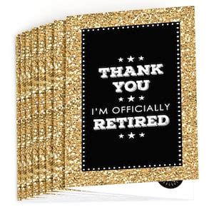 Happy Retirement Thank You Cards Fill-in Retirement Thank You Cards Officially Retired Black and ...