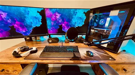 Dual Screen Gaming Desk Setup for 2021! - YouTube