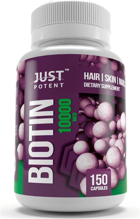 Amazon.com: Biotin Supplement by Just Potent :: 10,000 MCG :: Hair Growth Support For Longer ...