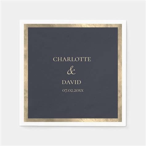 Elegant Wedding Napkins Gold & Navy | Zazzle