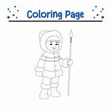 Premium Vector  Cute Boy With spear coloring Page For Kids sketch template