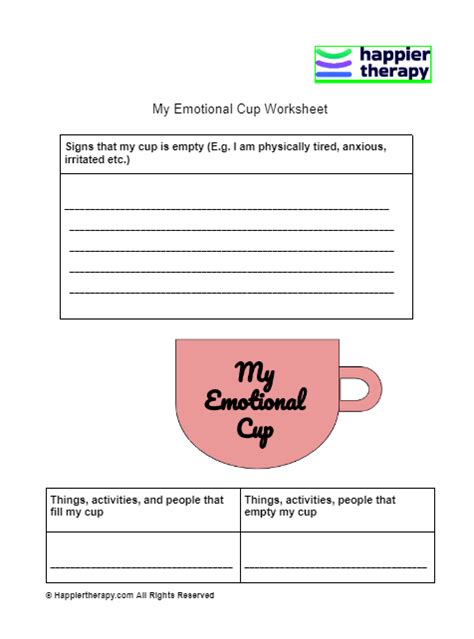 My Emotional Cup Worksheet | HappierTHERAPY