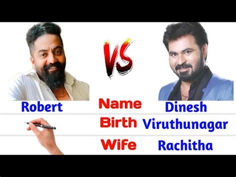 Dinesh gopalsamy 🆚 Robert master #englishcomparision #biography #vijaytv #biggboss #rachitha ...