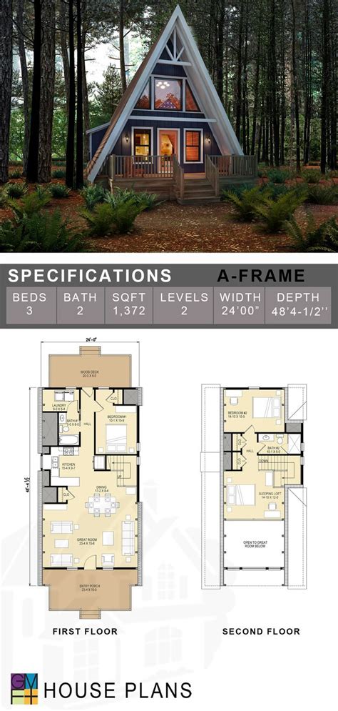 A-FRAME CABIN | A frame house plans, House plans, Cabin house plans