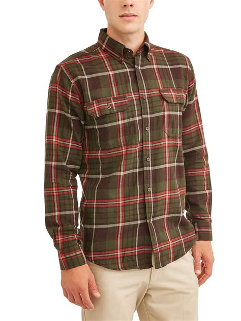 Men's Long Sleeve Flannel Shirt, Up To 5XL - Walmart.com