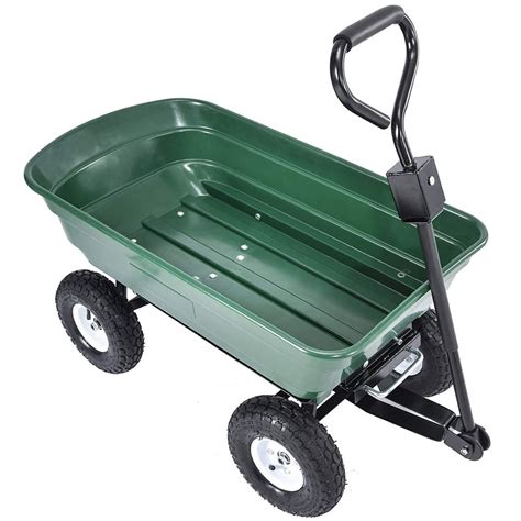 SUNCOO Dump Garden Cart with Heavy Duty Poly Garden Utility Yard Wagon with Wheels, 600lbs ...