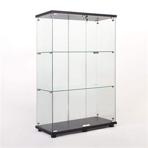 Buy Yoluckea 3 Shelves Glass Cabinet with 2 Doors, Floor Standing Clear Glass Curio Cabinet ...