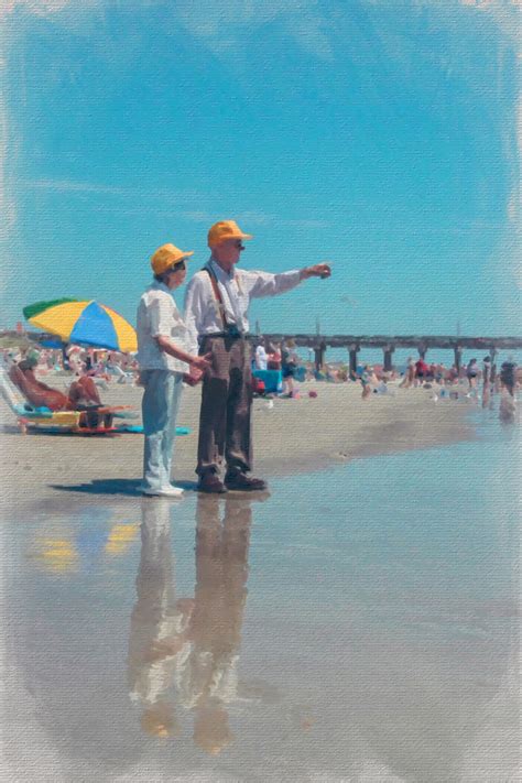 Old People Seniors On Beach, Painting by Tony Rubino | Artmajeur