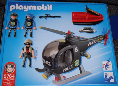 Amazon.com: Playmobil Police Helicopter with Jet Ski (5764) : Toys & Games