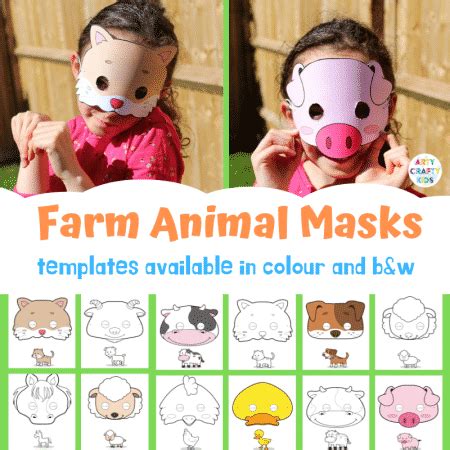 Printable Farm Animal Masks for Kids - Arty Crafty Kids