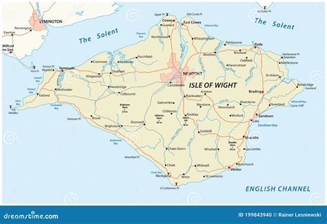 Roads Vector Map of Isle of Wight, UK Stock Vector - Illustration of graphic, england: 199843940