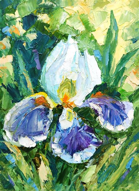 Iris Painting Floral Original Art Flower Wall Art Oil painting by Yulia ...