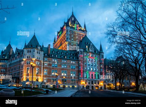 Frontenac Castle at night - Quebec City, Quebec, Canada Stock Photo - Alamy