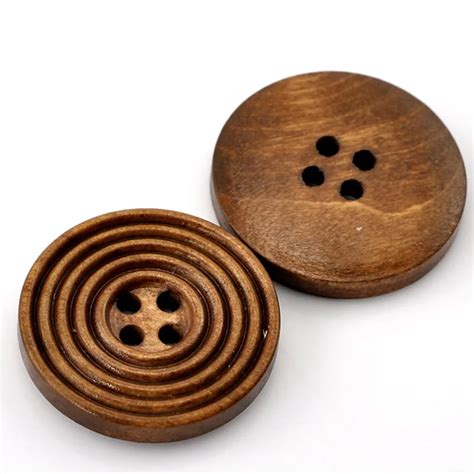 Urijk 50PCs Coffee Wooden Buttons 4 Holes Round Scrapbooking Wood Sewing Buttons For Clothing ...