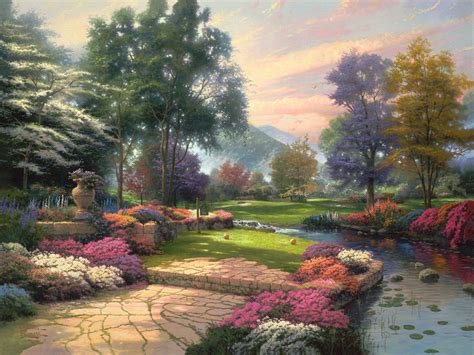 2018 Oil Painting By Thomas Kinkade,Living Waters Golfers Paradise, Hole One,Canvas Art ...