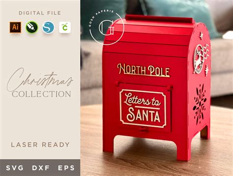 Letters to Santa Mailbox SVG, Cut File, Santas Mailbox, Christmas Decor, Laser Cut File, Laser ...