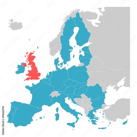 Brexit theme map - map of Europe with highlighted EU member states and ...