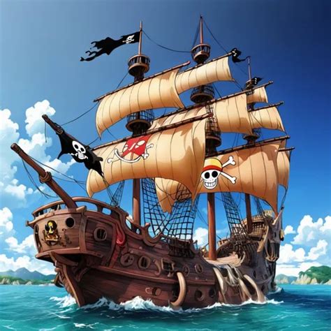 pirate ship. one piece anime style