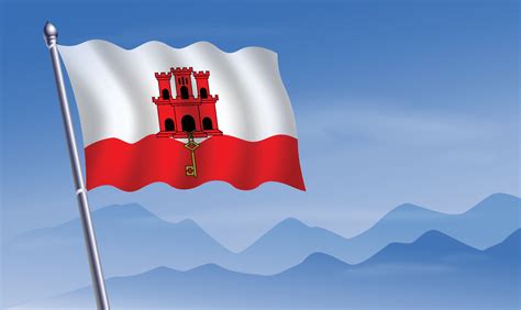 Gibraltar bandera con antecedentes de montañas y cielo 20712054 Vector en Vecteezy