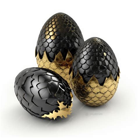 Premium Photo | Dragon egg isolated black and gold scaled fantasy eggs dinosaur fossil dragon ...