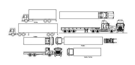 CAD transportation blocks details of truck 2d view autocad file - Cadbull