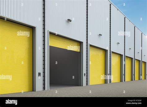 3d rendering warehouse exterior with shutter doors Stock Photo - Alamy