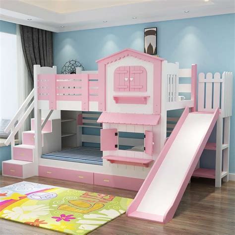 Colorful bunk bed with slide for kids in 2020 | Bed with slide, Bunk ...