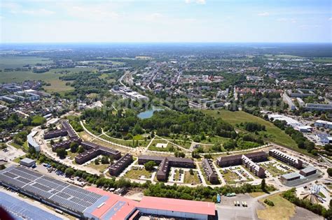 Aerial photograph Bernau - Housing estate of the building complex of the former military ...