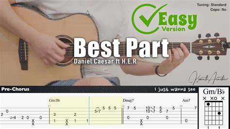 Best Part (Easy Version) - Daniel Caesar ft H.E.R | Fingerstyle Guitar | TAB + Chords + Lyrics ...