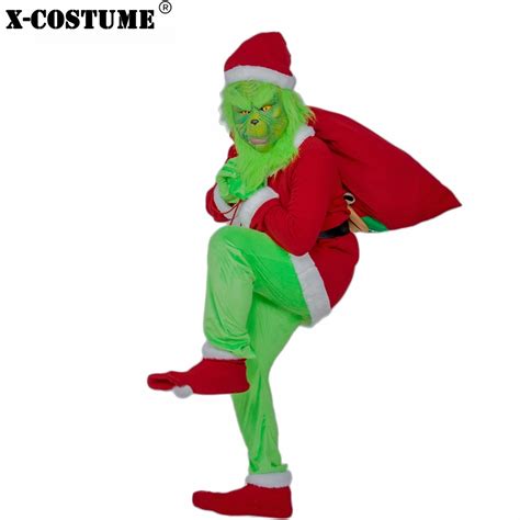 X COSTUME 2018 Christmas Santa Grinch Costume How the Grinch Stole Christmas Party Cosplay Suit ...