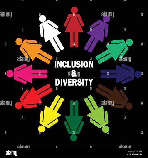 Inclusion and Diversity colorful female icon circle infographic background concept. Vector ...