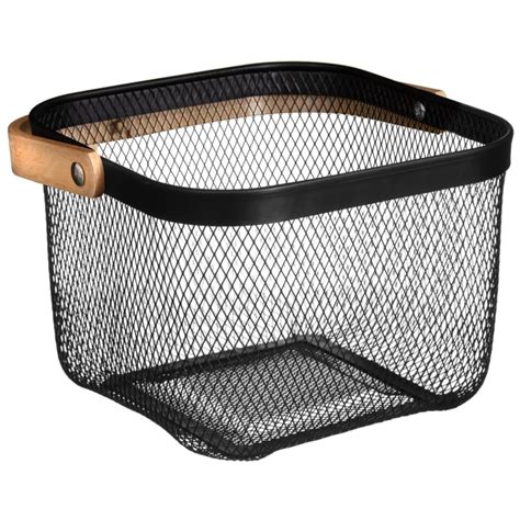 Mesh Storage Basket with Bamboo Handle | Kitchen Storage - B&M