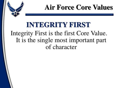 PPT - AIR FORCE CORE VALUES: The Price of Admission PowerPoint ...